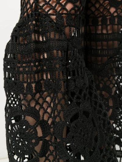 Shop Self-portrait Crochet Trousers In Black