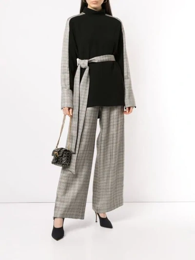 Shop Layeur Checked Tailored Trousers In Grey