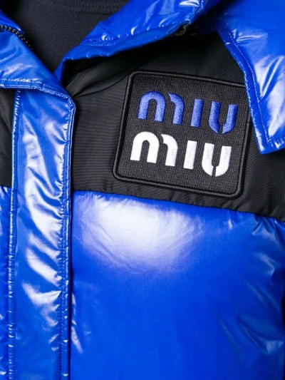 Shop Miu Miu Oversized Puffer Jacket In Blue