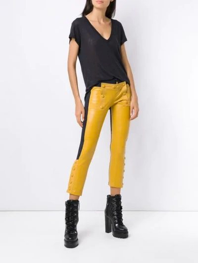 Shop Andrea Bogosian Leather Skinny Trousers In Yellow