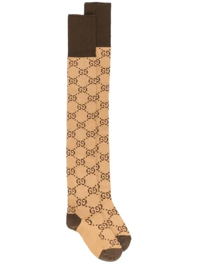 Shop Gucci Gg Supreme High Socks In 9764