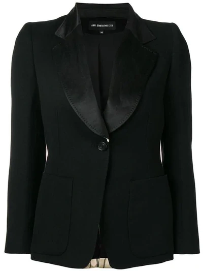 Shop Ann Demeulemeester Striped Blazer Back Jacket In Black