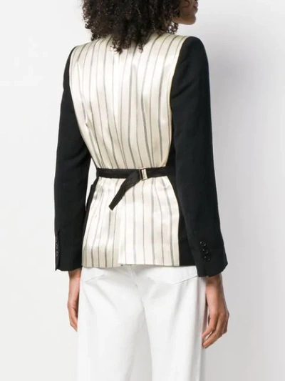 Shop Ann Demeulemeester Striped Blazer Back Jacket In Black