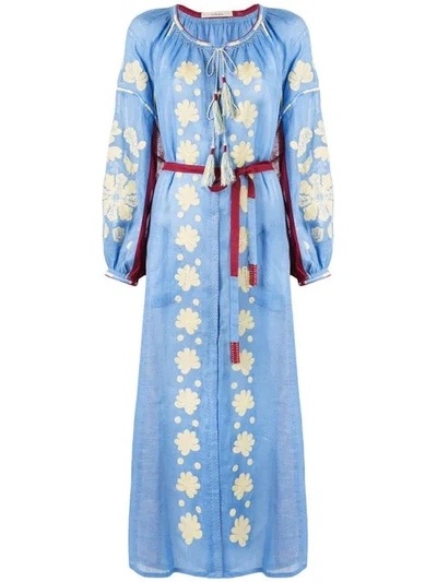 Shop Vita Kin Belted Kaftan Dress In Blue-burgundy/multi