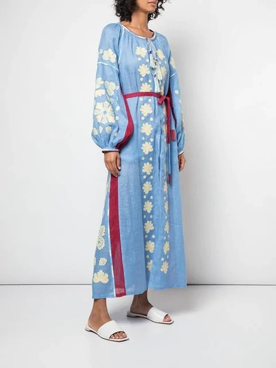 Shop Vita Kin Belted Kaftan Dress In Blue-burgundy/multi