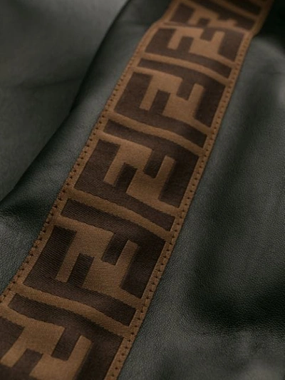 Shop Fendi Ff Logo Leather Jacket In Black
