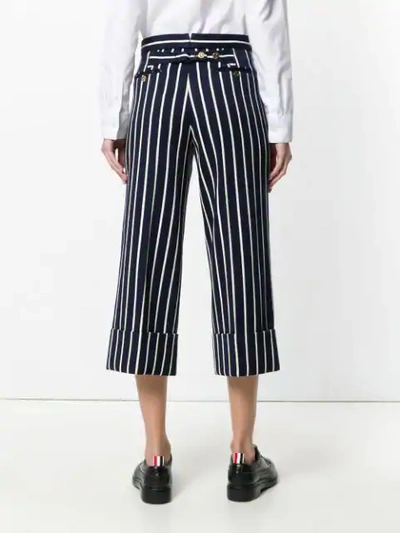 Shop Thom Browne Chenille Banker Stripe Cotton Blend Straight Leg Trouser In Blue