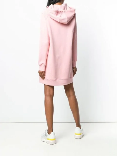 Shop Moschino Bear Print Hooded Dress In 3224 Pink