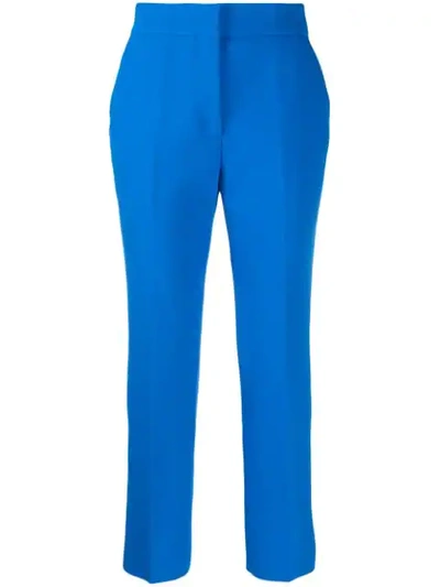 Shop Msgm High-rise Cropped Trousers In Blue