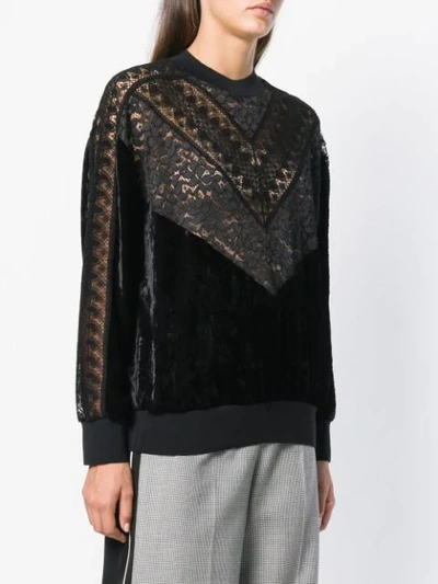 Shop Stella Mccartney Lace And Velvet Sweatshirt In Black