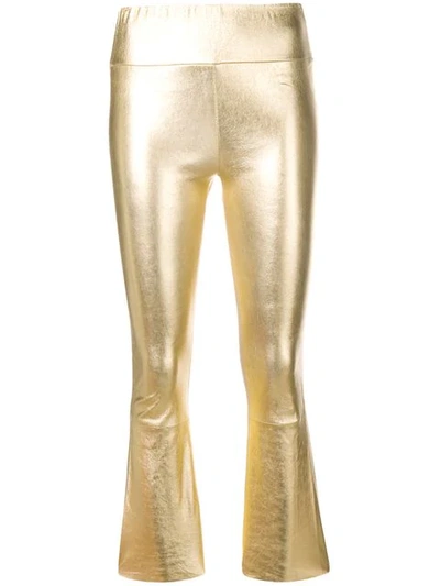 Shop Sprwmn Cropped Fitted Trousers In Gold