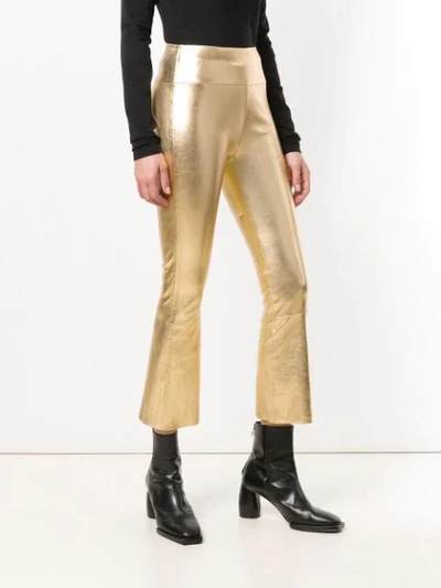 Shop Sprwmn Cropped Fitted Trousers In Gold