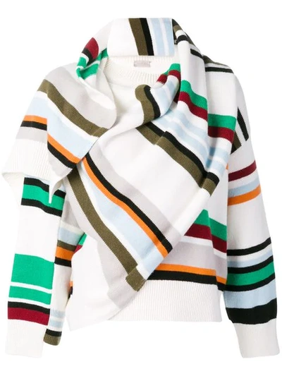 Shop Mrz Striped Wrap Sweater In White