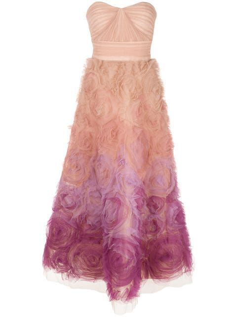 marchesa notte strapless ombre gown