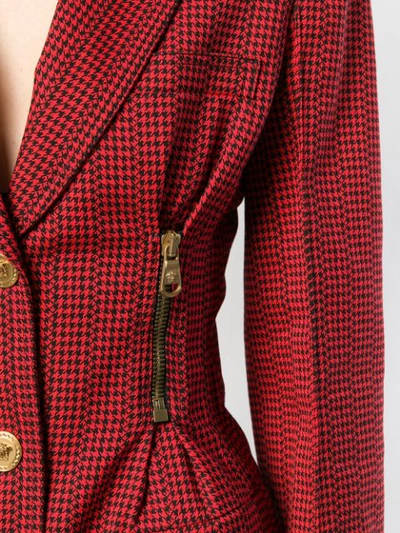 Shop Versace Patterned Single Breasted Coat In Red