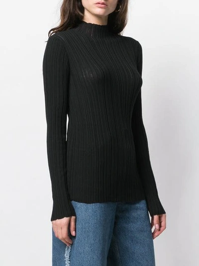 Shop Acne Studios Slim Fit Ribbed Sweater In 900-black