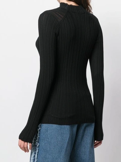 Shop Acne Studios Slim Fit Ribbed Sweater In 900-black
