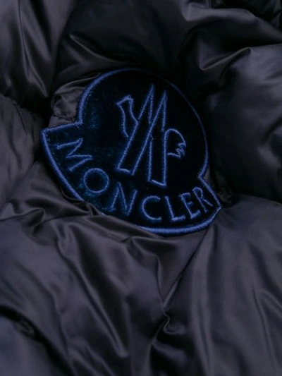 Shop Moncler Velvet Collar Zipped Jacket In Blue