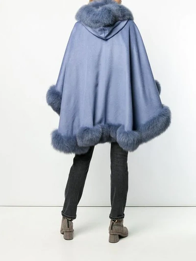 Shop Liska Hooded Fur-trimmed Coat In Purple