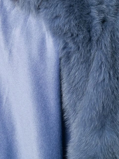 Shop Liska Hooded Fur-trimmed Coat In Purple