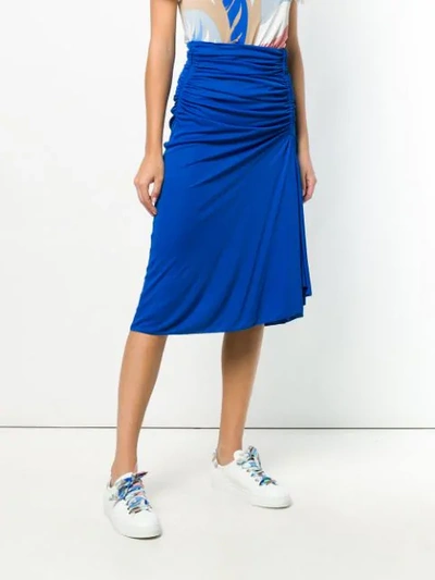 Shop Emilio Pucci Ruched Mid-length Skirt In Blue