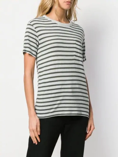 Shop Alexander Wang Striped Slub Pocket T-shirt In Grey