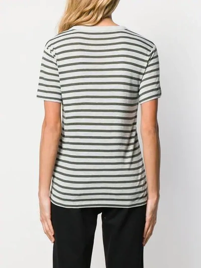 Shop Alexander Wang Striped Slub Pocket T-shirt In Grey