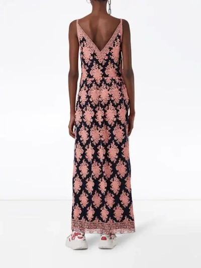 Shop Burberry Floral-embroidered Sleeveless Dress - Pink