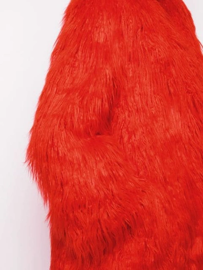Shop Gucci Faux Fur Coat In Red