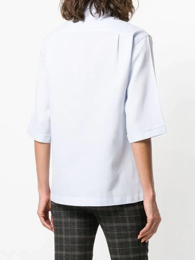 Shop Holland & Holland Cropped Sleeves Shirt In Blue