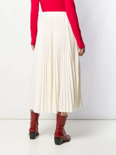 Shop Valentino Vlogo Pleated Skirt In Neutrals