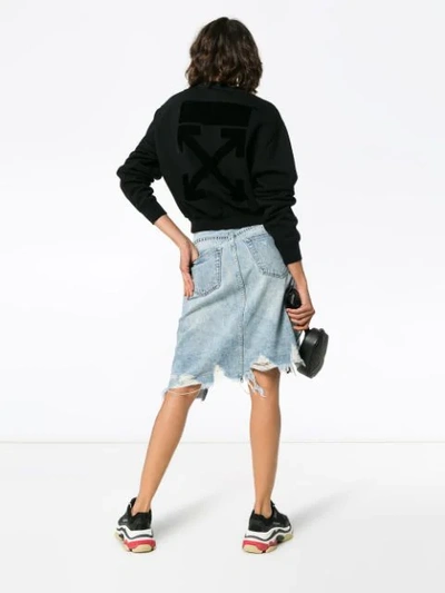 Shop Off-white Arrow Applique Cotton Cropped Sweatshirt - Black