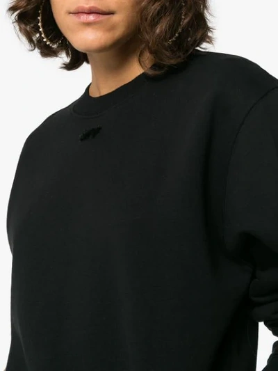 Shop Off-white Arrow Applique Cotton Cropped Sweatshirt - Black