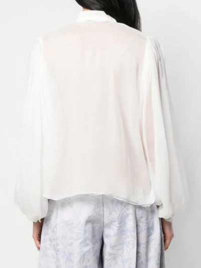 Shop Atu Body Couture Bell Sleeve Shirt In White
