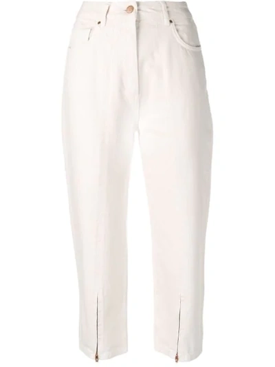 Shop Aalto Cropped Jeans In Neutrals