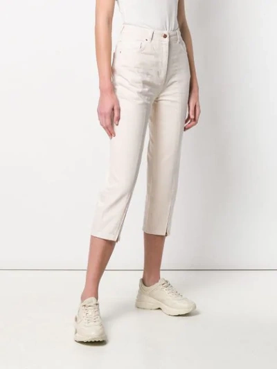 Shop Aalto Cropped Jeans In Neutrals