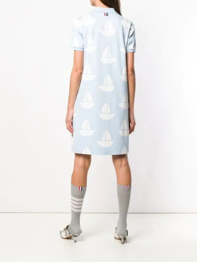 Shop Thom Browne Sailboat Icon A-line Polo Dress - Blue