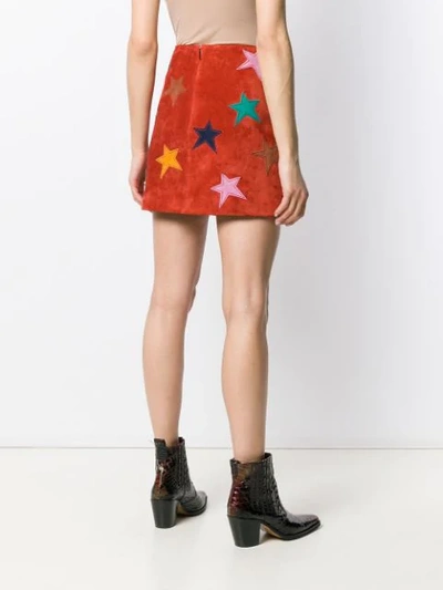 SAINT LAURENT STAR PATCH MINI SKIRT - 红色