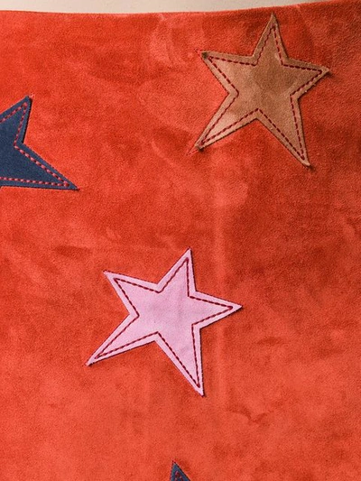 SAINT LAURENT STAR PATCH MINI SKIRT - 红色