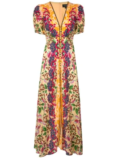 Shop Saloni V-neck Floral Dress - Orange