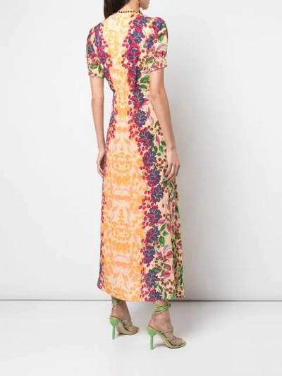 Shop Saloni V-neck Floral Dress - Orange