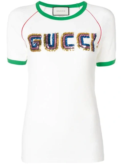 Shop Gucci Logo Appliqué T In White