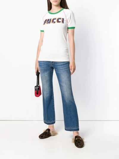 Shop Gucci Logo Appliqué T In White