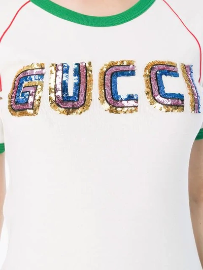 Shop Gucci Logo Appliqué T In White
