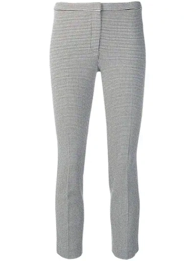 Shop Theory Houndstooth Check Cropped Trousers In Black