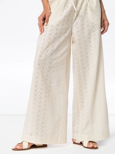 Shop Marysia Montauk Embroidered Cotton Trousers In Neutrals