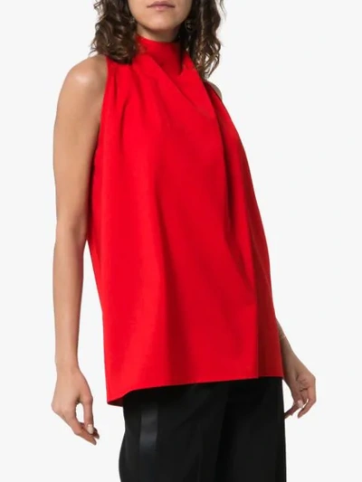 Shop Beaufille High Neck Mallo Blouse In Red