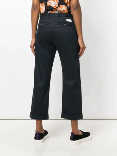Shop Nine In The Morning Cropped Straight Leg Trousers In Blue
