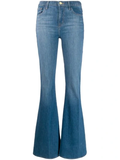 Shop J Brand Wide Leg Flared Jeans In Blue