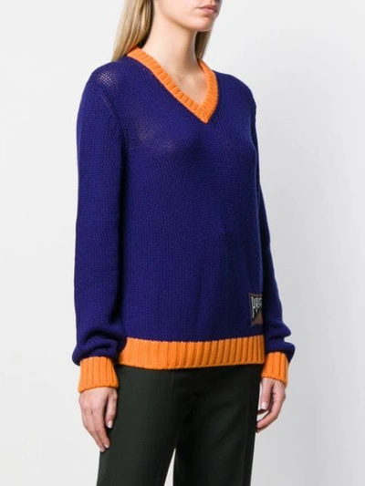 Shop Prada Cashmere Intarsia Sweater In Purple